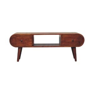 Szafka RTV z litego drewna mango – kasztanowa, 100 cm — model IN3607