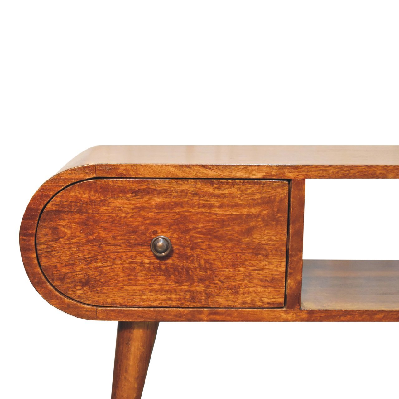 Szafka RTV z litego drewna mango – kasztanowa, 100 cm — model IN3607 - obrazek 4