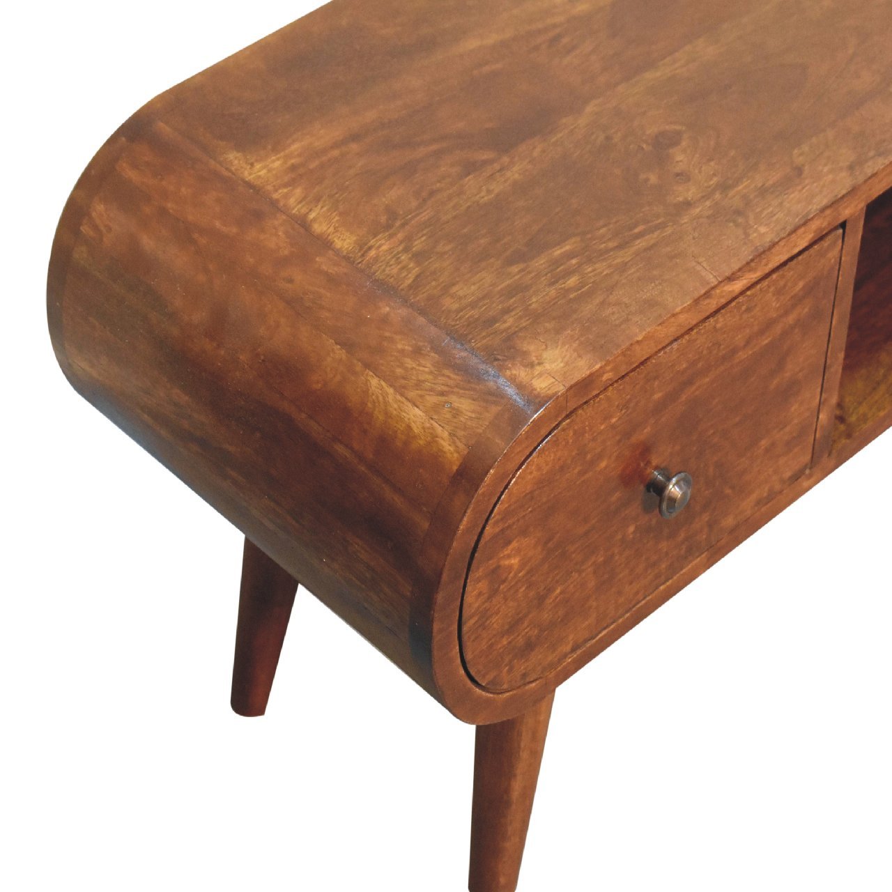 Szafka RTV z litego drewna mango – kasztanowa, 100 cm — model IN3607 - obrazek 5