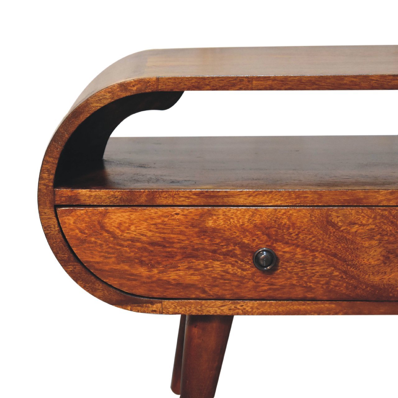 Szafka RTV z litego drewna mango – kasztanowa, 90 cm — model IN3608 - obrazek 4