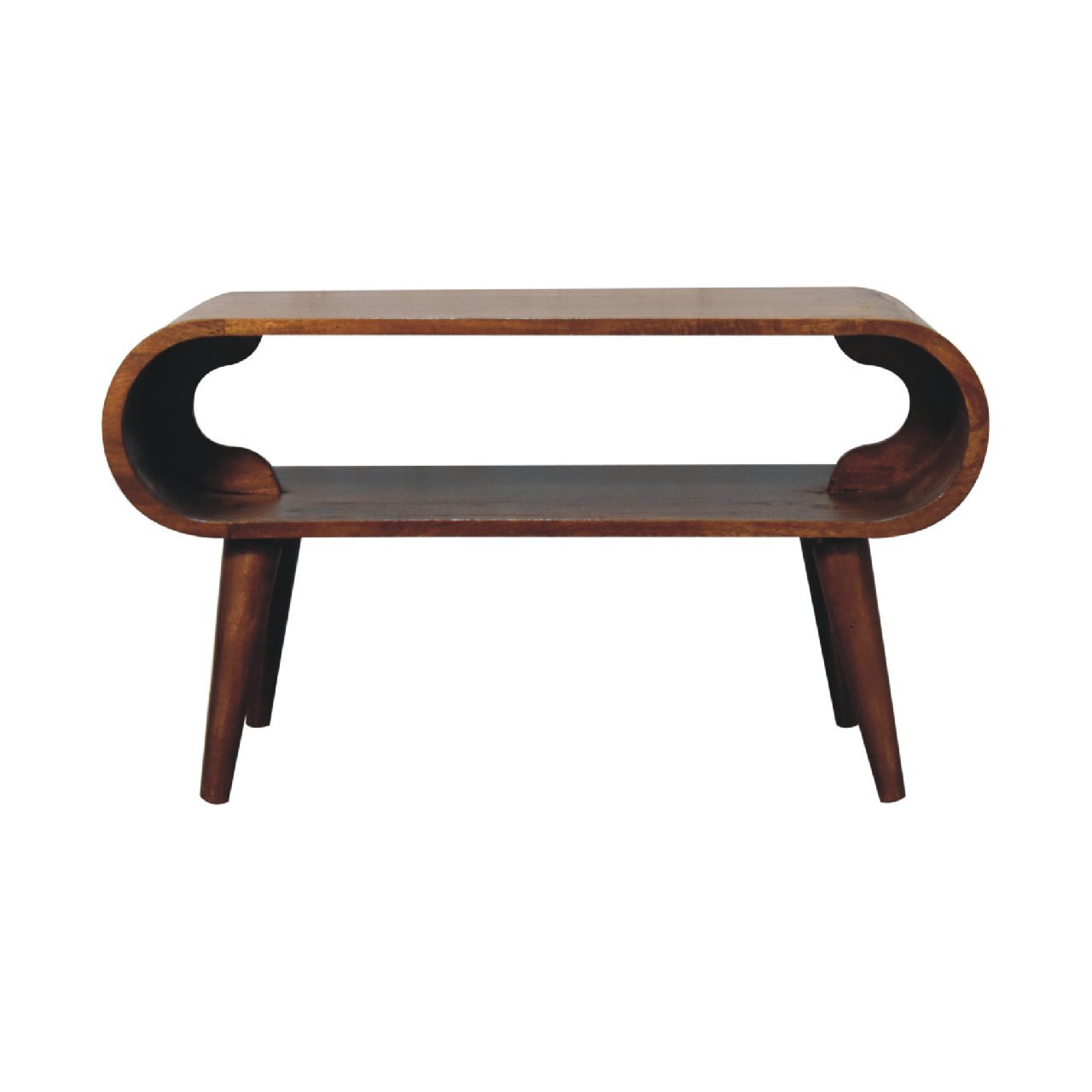 Stolik kawowy Artisan IN3609 – lite drewno mango, wykończenie kasztanowe