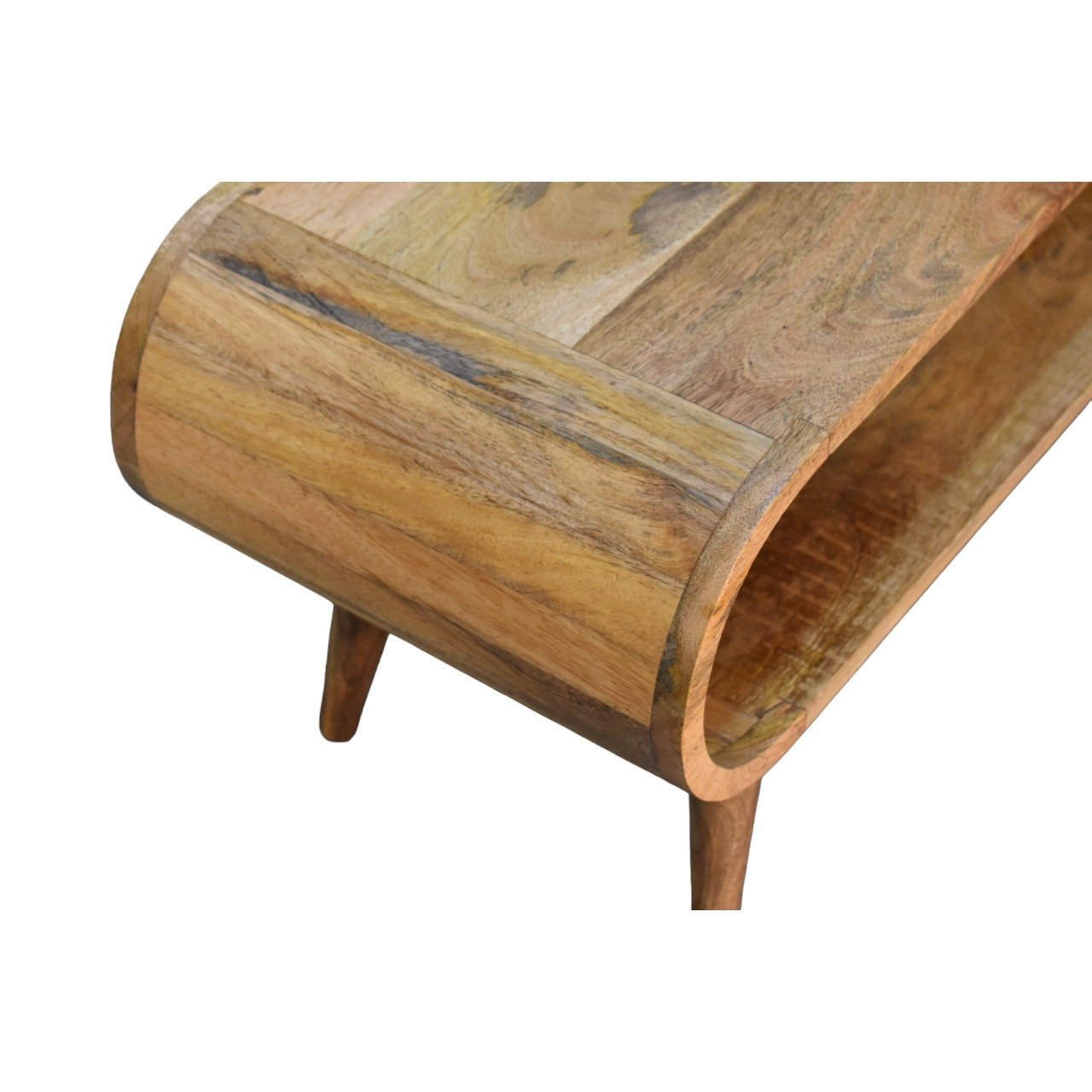 Stolik kawowy z litego drewna mango – dębowy, 90 cm - Image 6