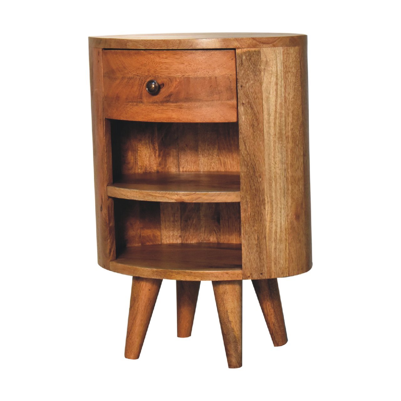 Szafka nocna z litego drewna mango – dębowa, 40 cm — model IN3621