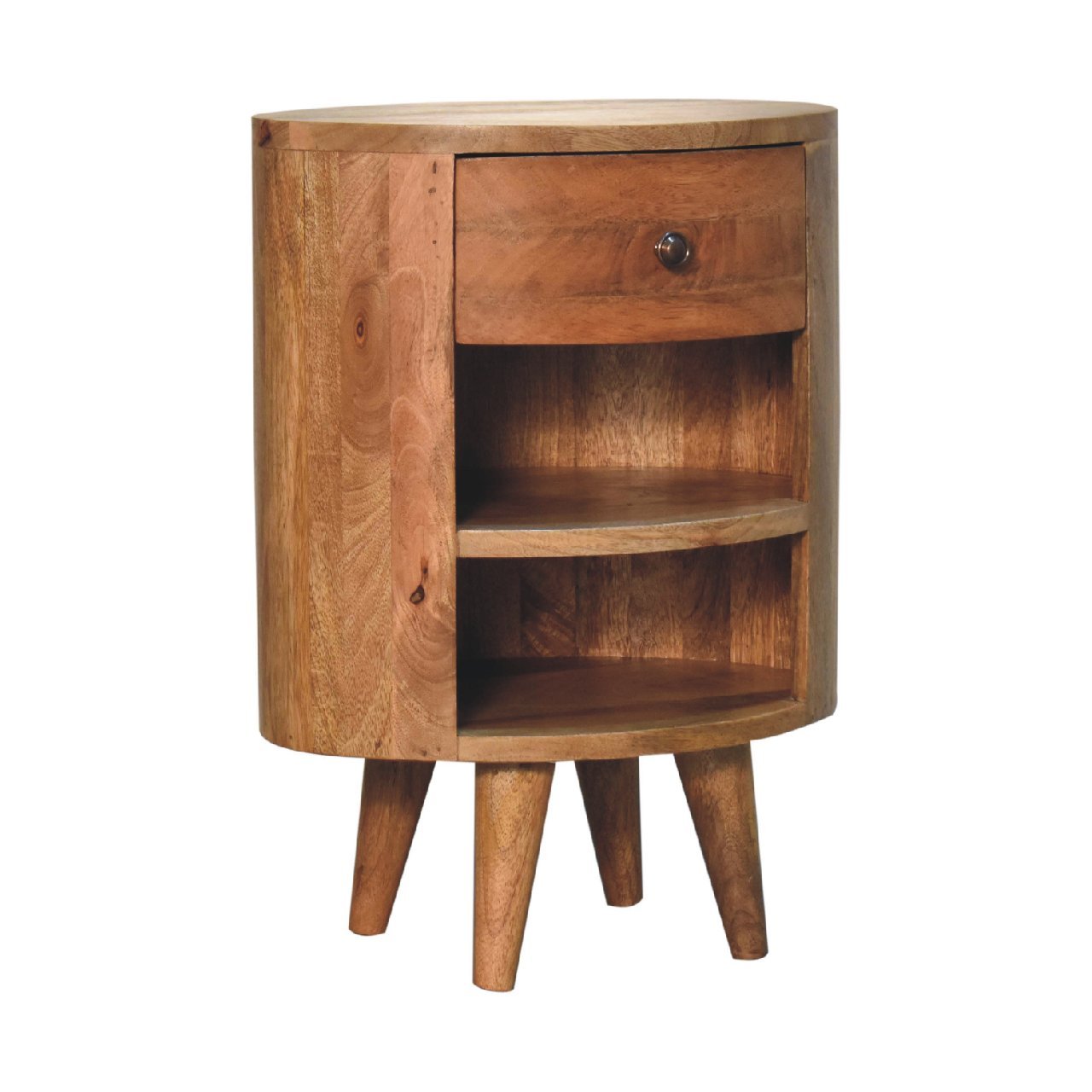 Szafka nocna z litego drewna mango – dębowa, 40 cm — model IN3621 - obrazek 2