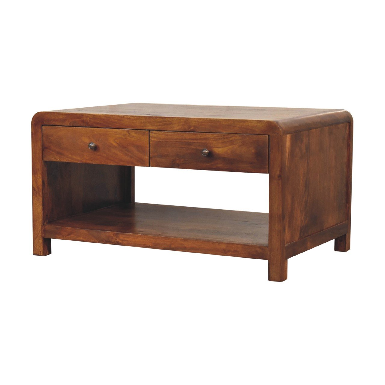 Stolik kawowy z litego drewna mango – kasztanowy, 85 cm — model IN3661 - Image 2