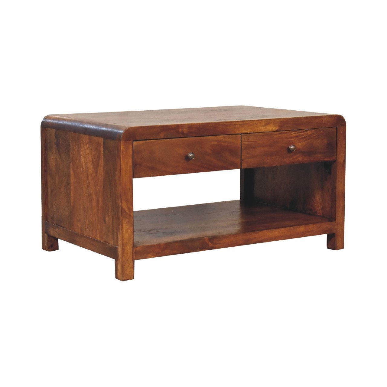Stolik kawowy z litego drewna mango – kasztanowy, 85 cm — model IN3661 - Image 3