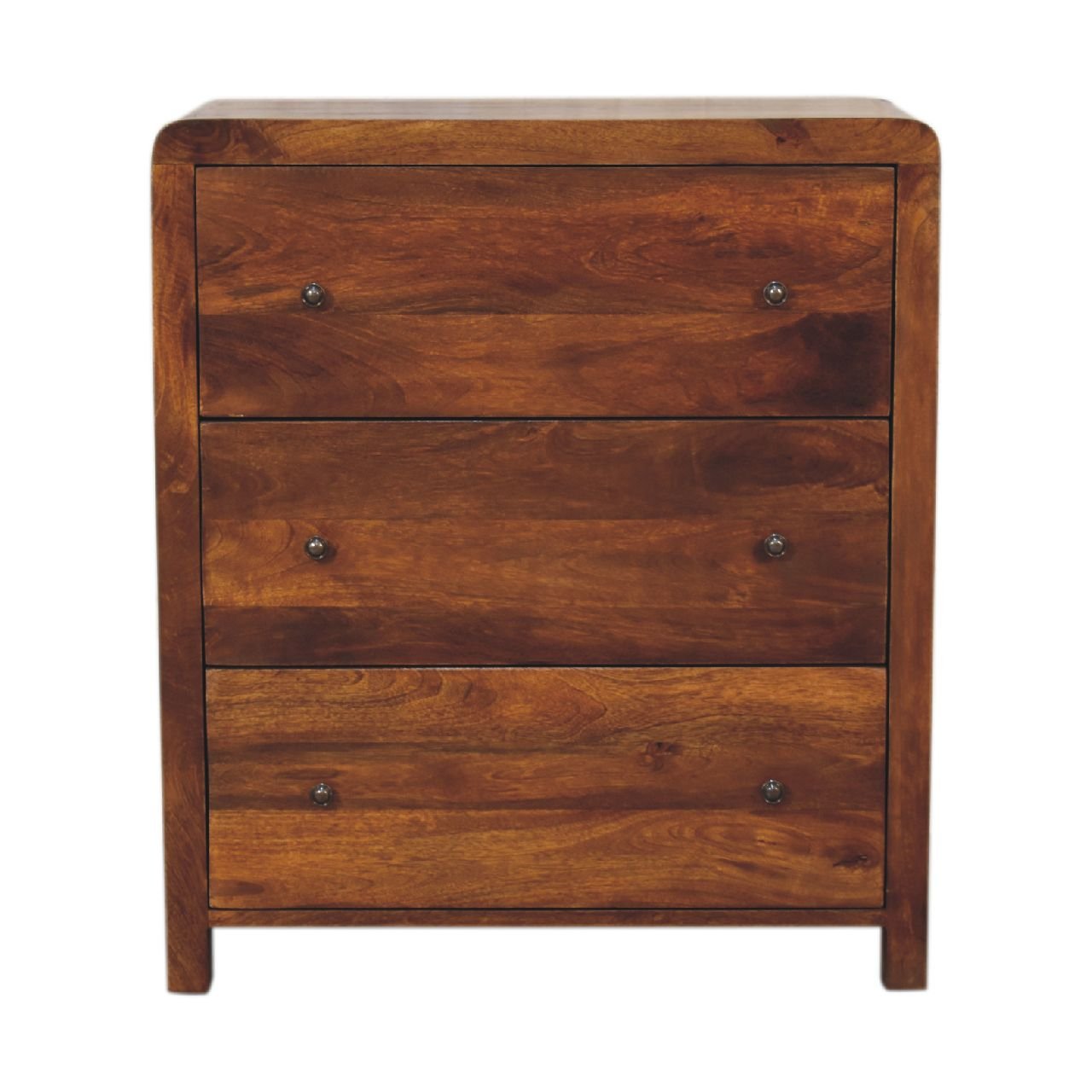 Komoda z litego drewna mango – kasztanowa, 70 cm — model IN3663