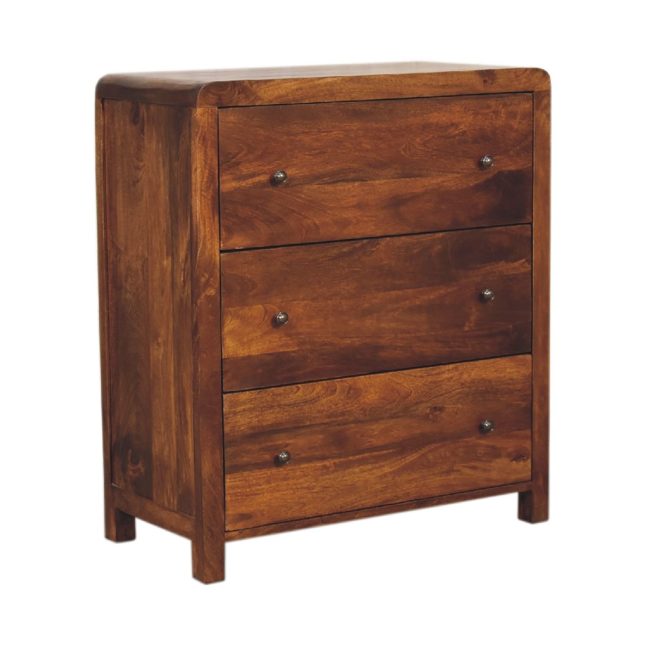 Komoda z litego drewna mango – kasztanowa, 70 cm — model IN3663 - obrazek 2