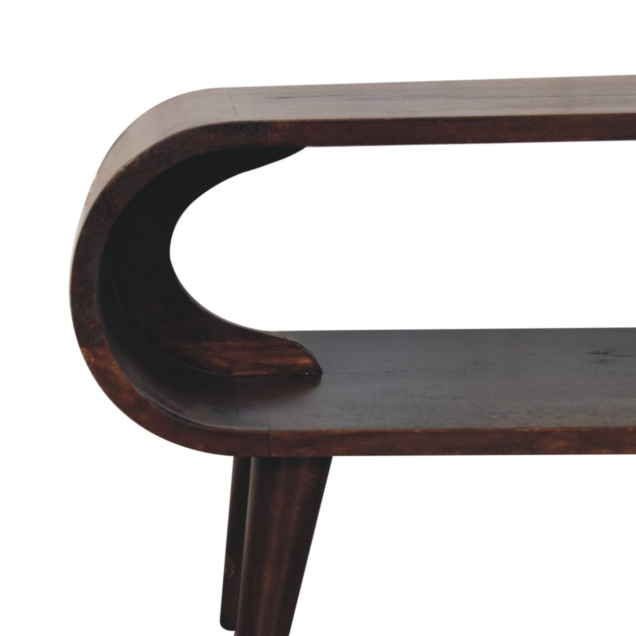 Stolik kawowy z litego drewna mango – orzechowy, 90 cm — model IN3673 - Image 4