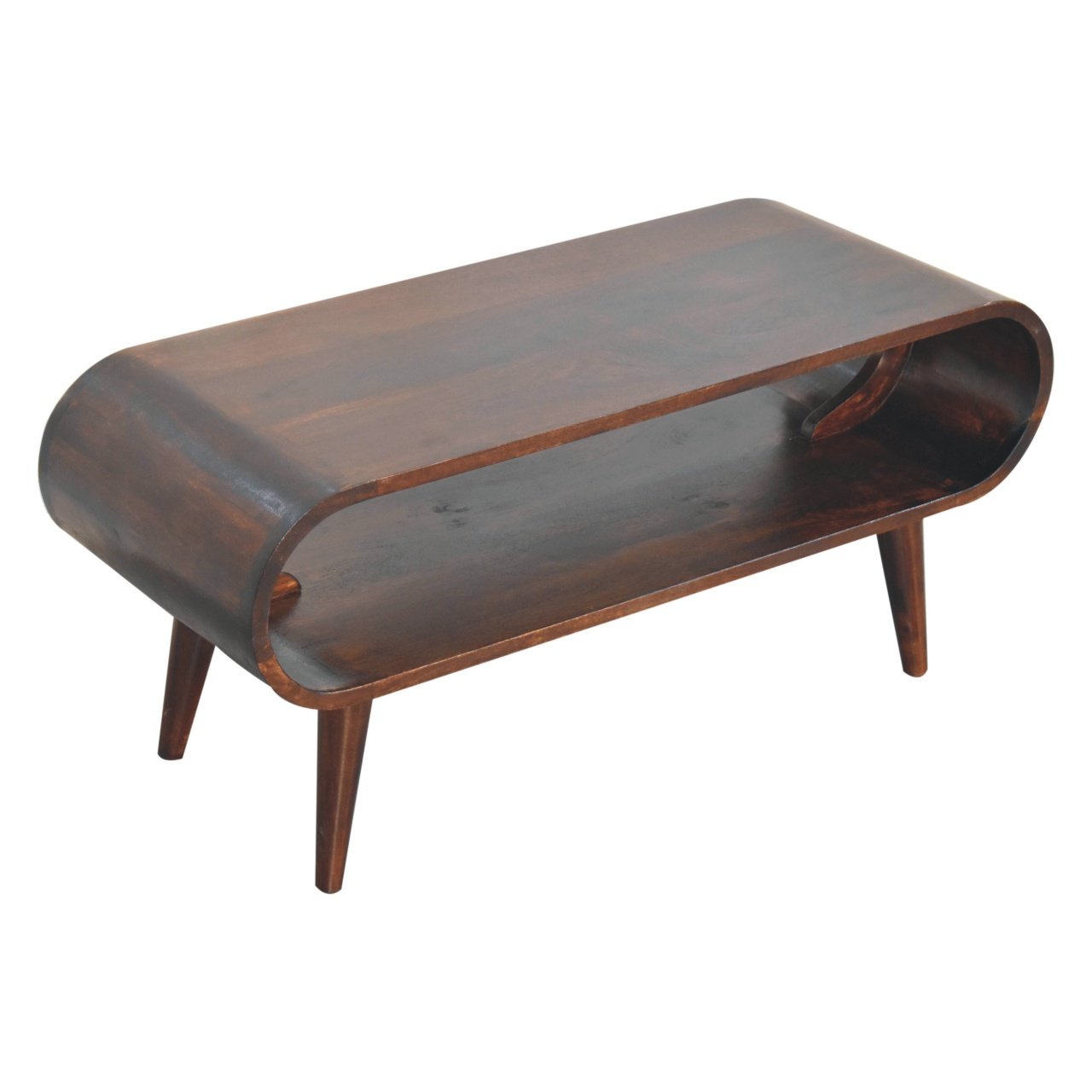 Stolik kawowy z litego drewna mango – orzechowy, 90 cm — model IN3673 - Image 6