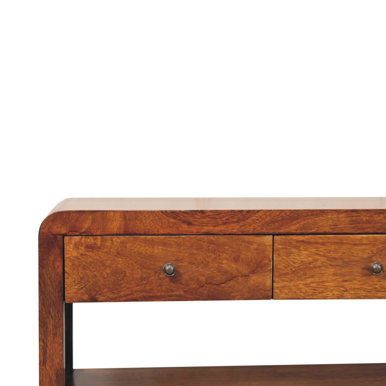 Szafka RTV z litego drewna mango – kasztanowa, 110 cm — model IN3675 - obrazek 4