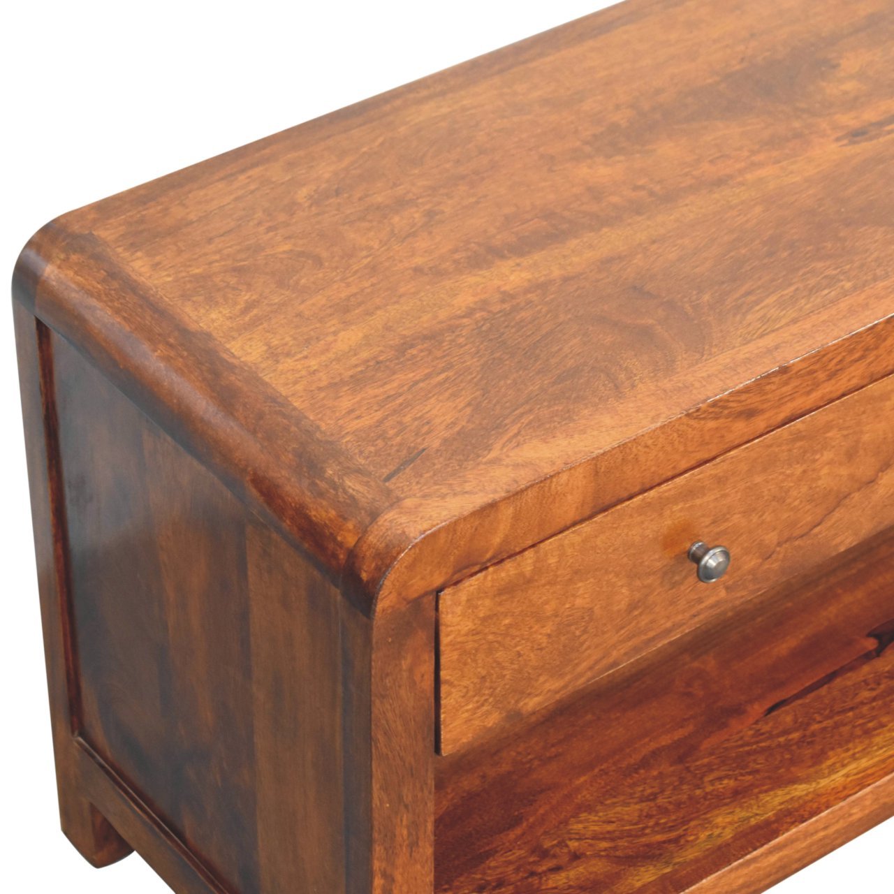 Szafka RTV z litego drewna mango – kasztanowa, 110 cm — model IN3675 - obrazek 5