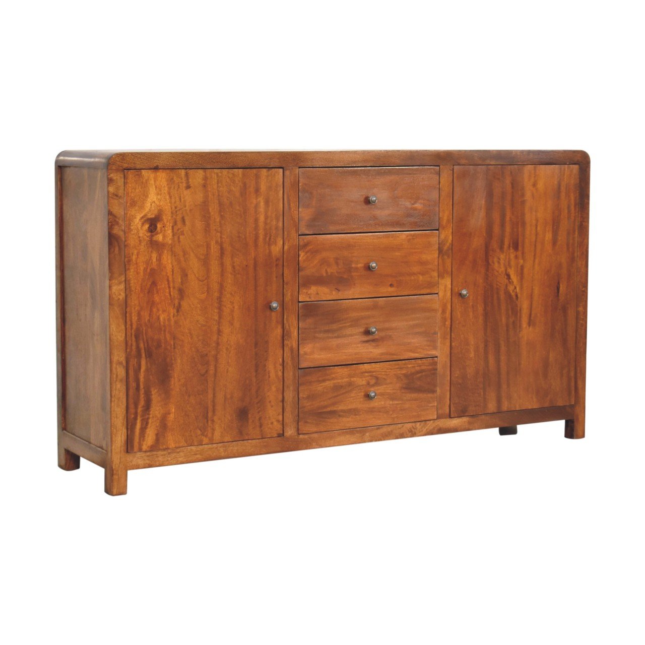 Komoda z litego drewna mango – kasztanowa, 140 cm - obrazek 3