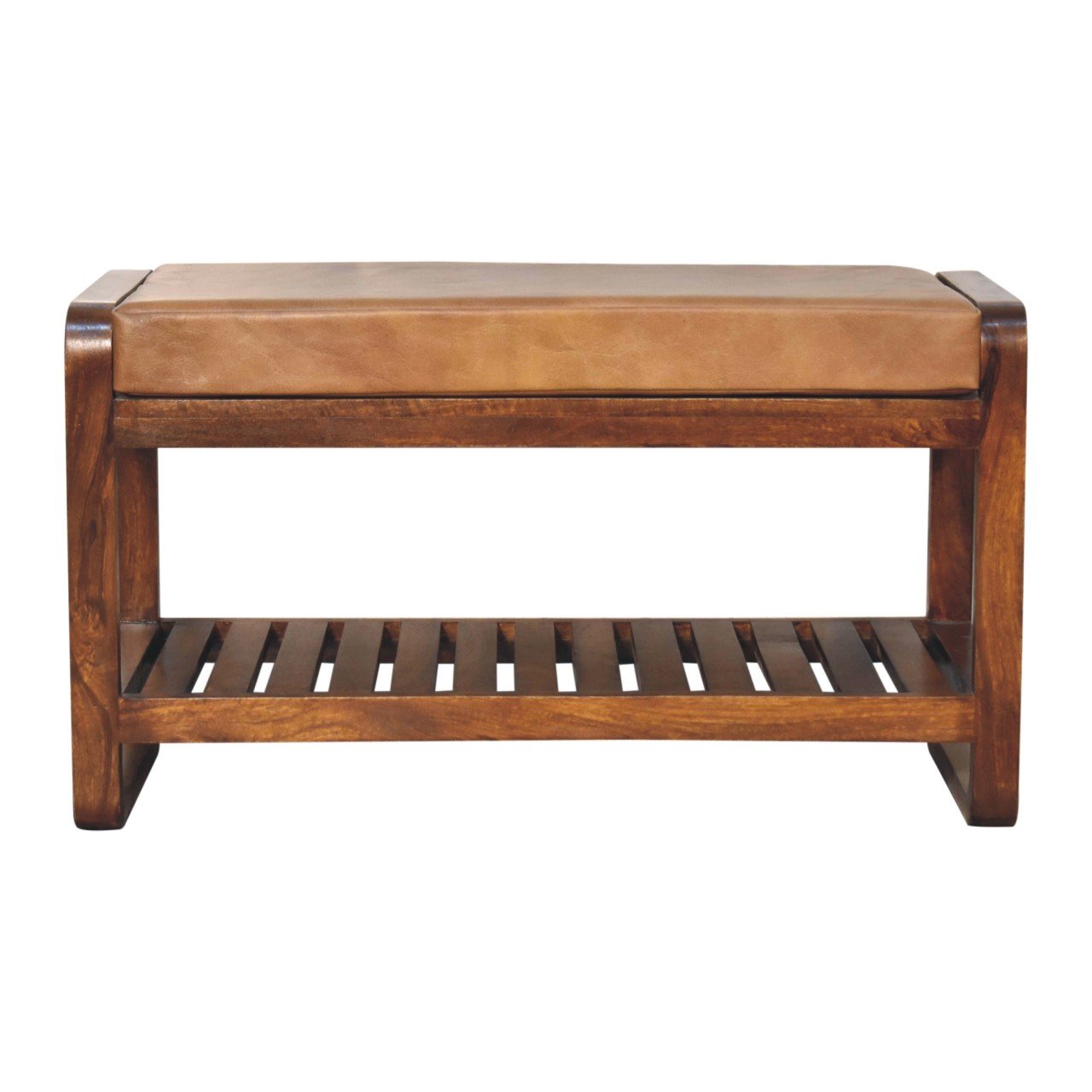 Ławka z litego drewna mango – kasztanowa, 90 cm — model IN3680 - Image 6