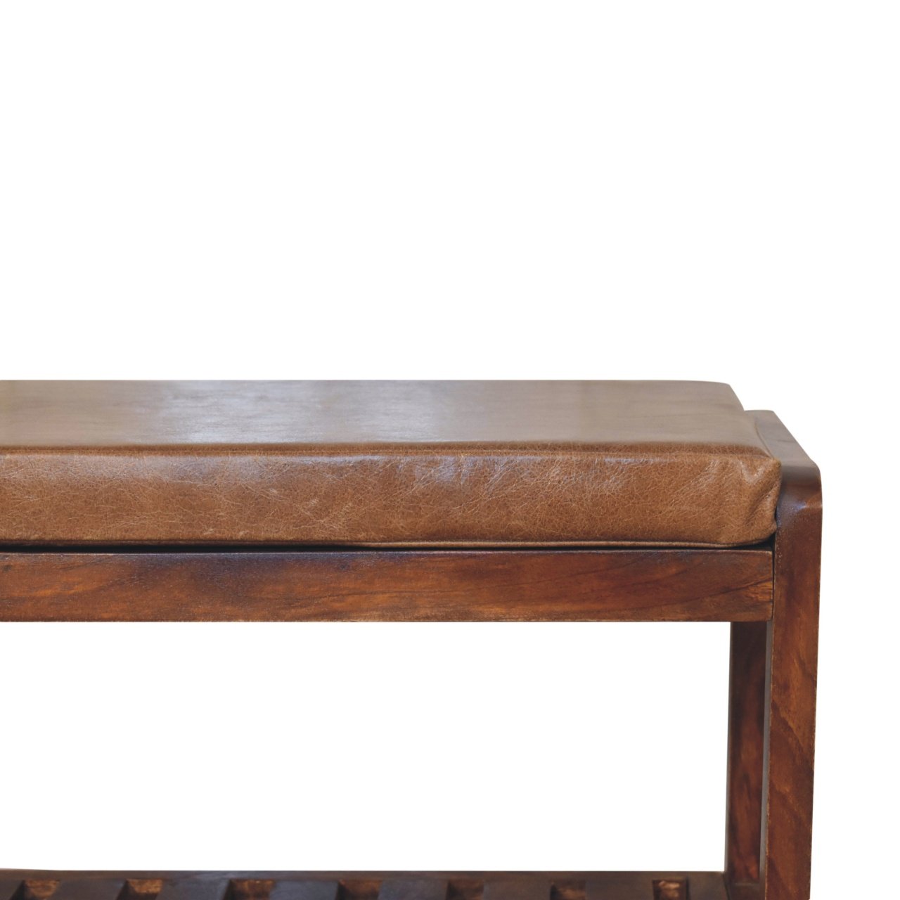 Ławka z litego drewna mango – kasztanowa, 90 cm — model IN3680 - Image 3