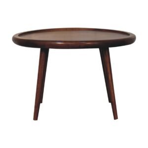 Stolik kawowy z litego drewna mango – kasztanowy, 60 cm