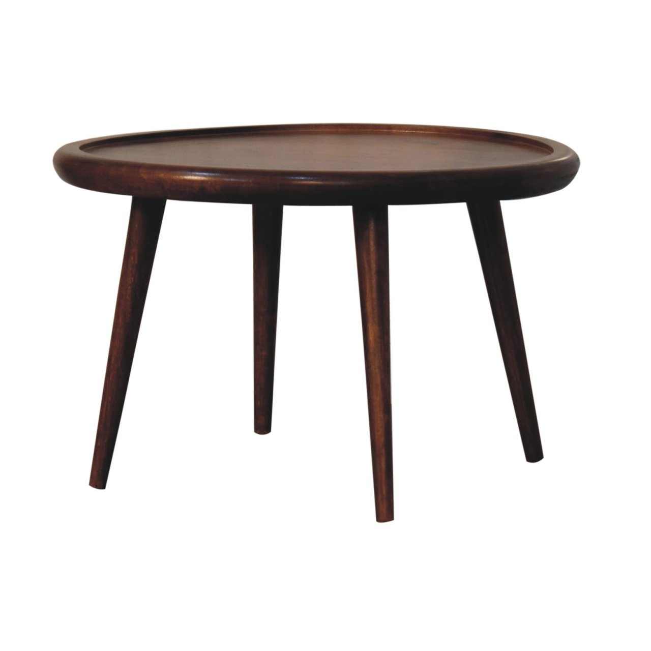 Stolik kawowy z litego drewna mango – kasztanowy, 60 cm - Image 2