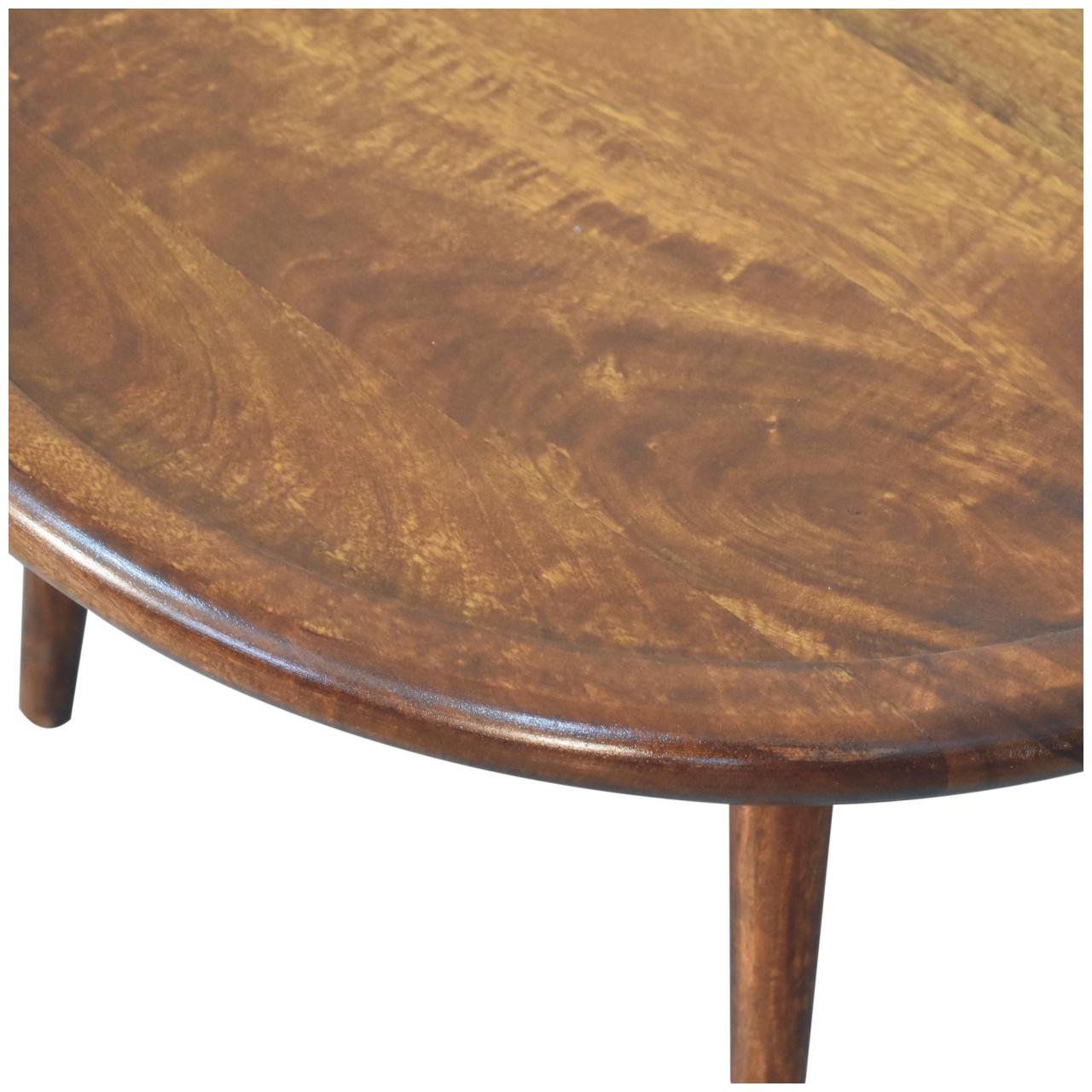 Stolik kawowy z litego drewna mango – kasztanowy, 60 cm - Image 4