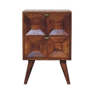 Szafka nocna Artisan IN3693 – lite drewno mango, wykończenie kasztanowe