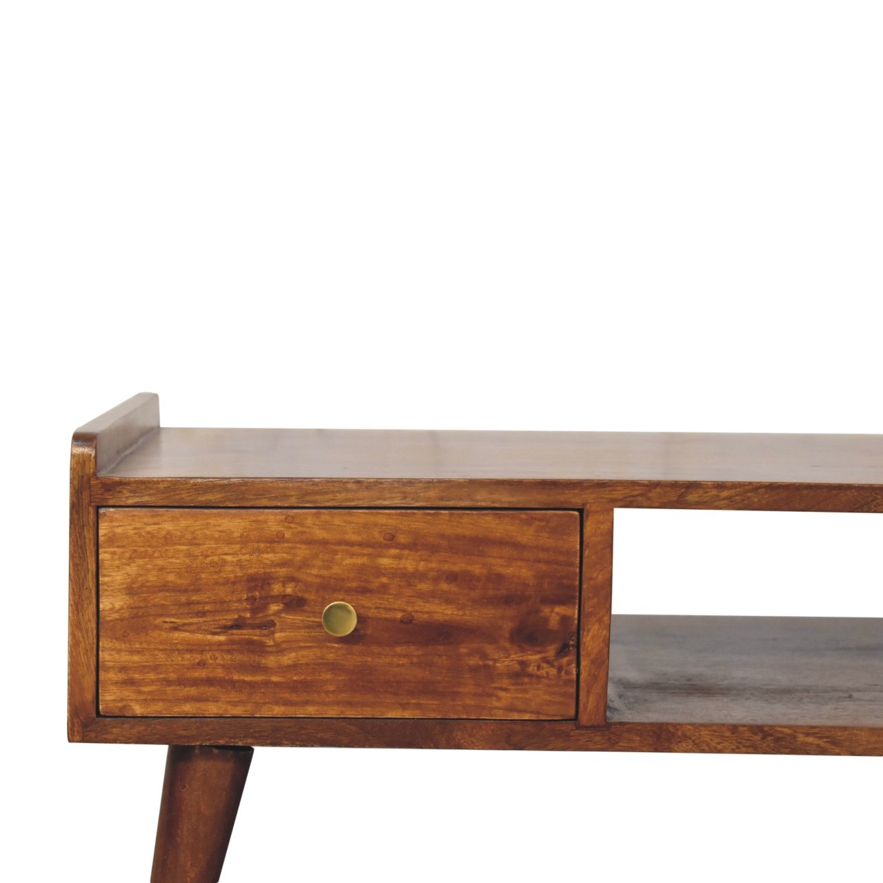 Szafka RTV z litego drewna mango – kasztanowa, 100 cm — model IN3697 - obrazek 4