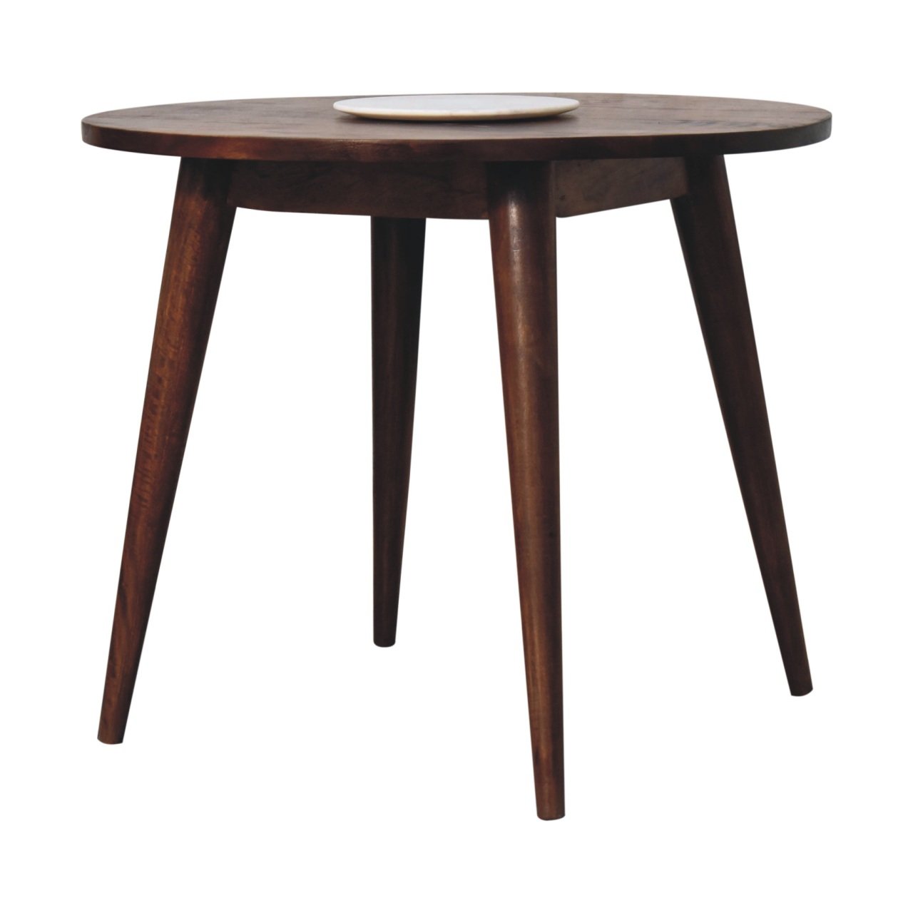 Stolik kawowy z litego drewna mango – kasztanowy, 90 cm — model IN3699
