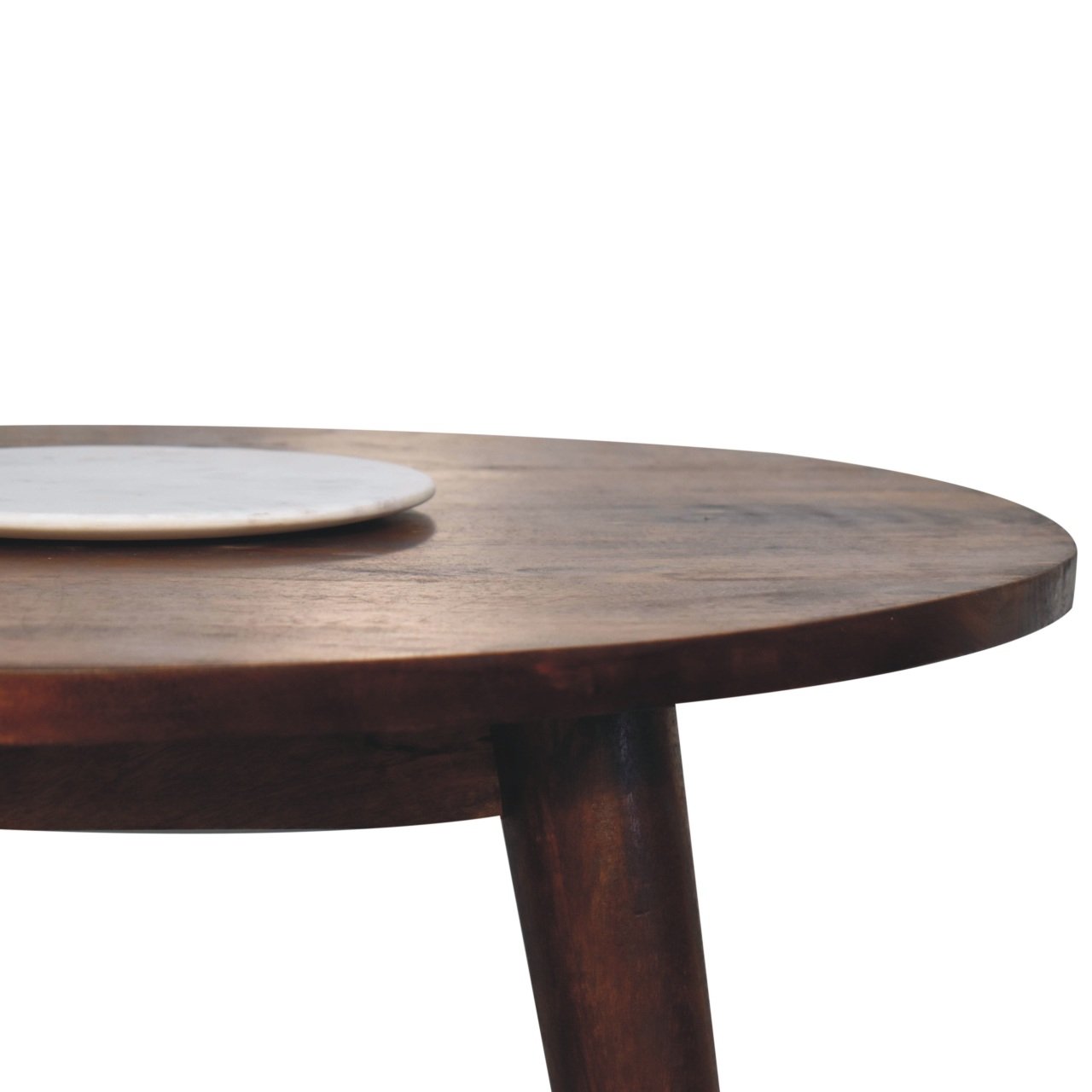 Stolik kawowy z litego drewna mango – kasztanowy, 90 cm — model IN3699 - Image 3