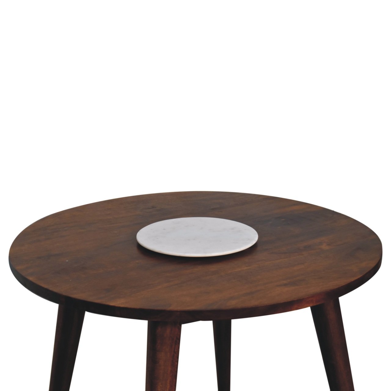 Stolik kawowy z litego drewna mango – kasztanowy, 90 cm — model IN3699 - Image 4