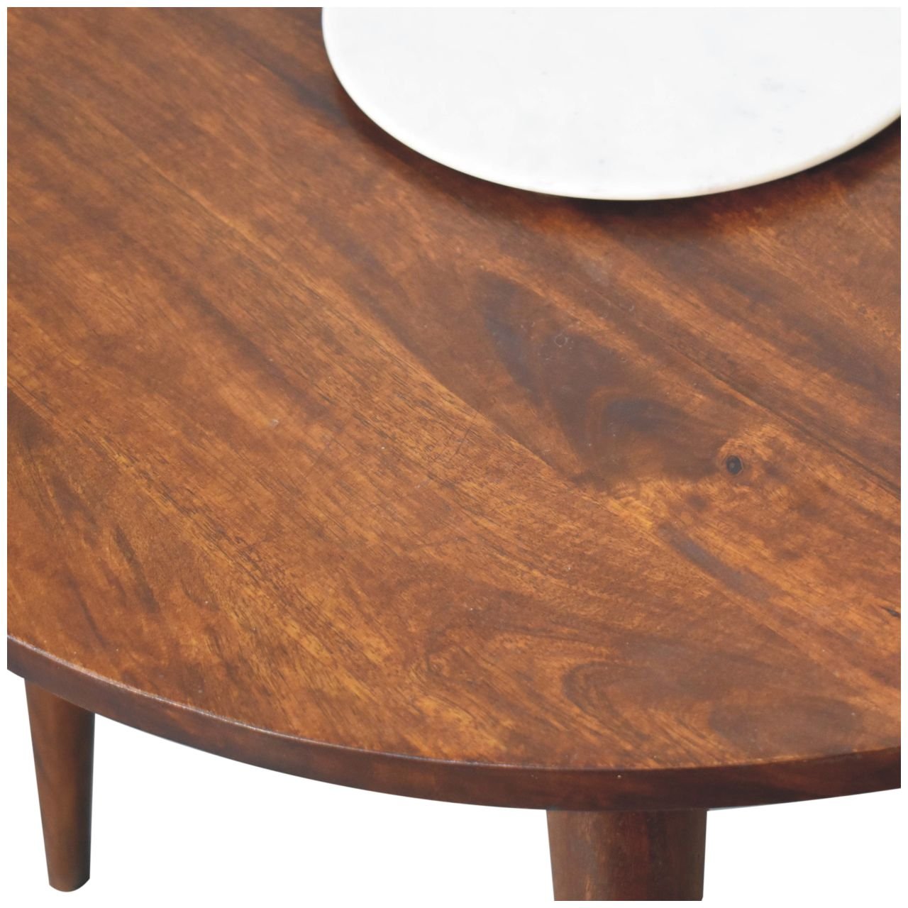 Stolik kawowy z litego drewna mango – kasztanowy, 90 cm — model IN3699 - Image 5