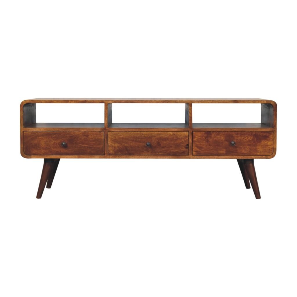 Szafka RTV Artisan IN3701 – lite drewno mango, wykończenie kasztanowe