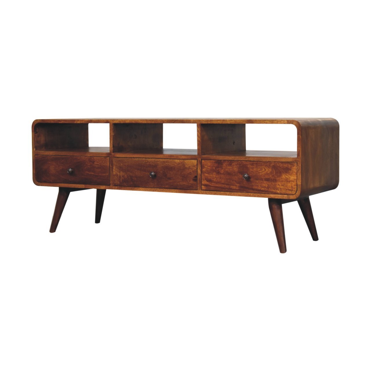 Szafka RTV Artisan IN3701 – lite drewno mango, wykończenie kasztanowe - obrazek 3