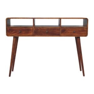 Stół z litego drewna mango – kasztanowy, 130 cm