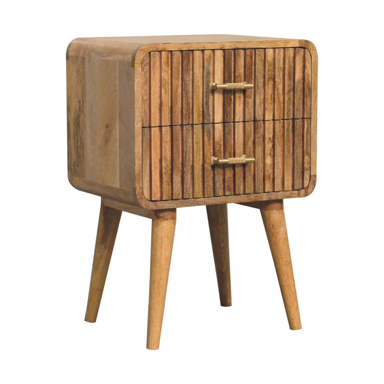 Szafka nocna z litego drewna mango – dębowa, 45 cm — model IN3718 - obrazek 2