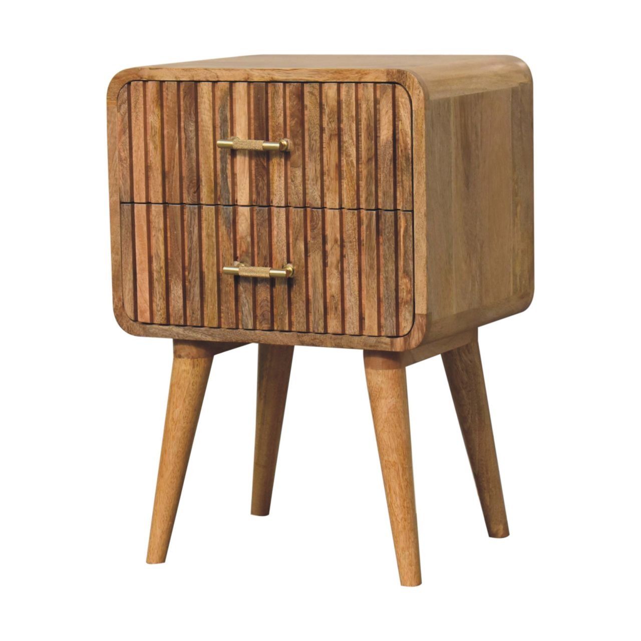 Szafka nocna z litego drewna mango – dębowa, 45 cm — model IN3718 - obrazek 3