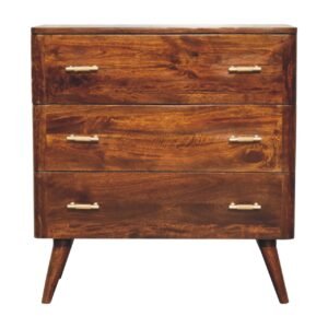Komoda z litego drewna mango – kasztanowa, 75 cm — model IN3720