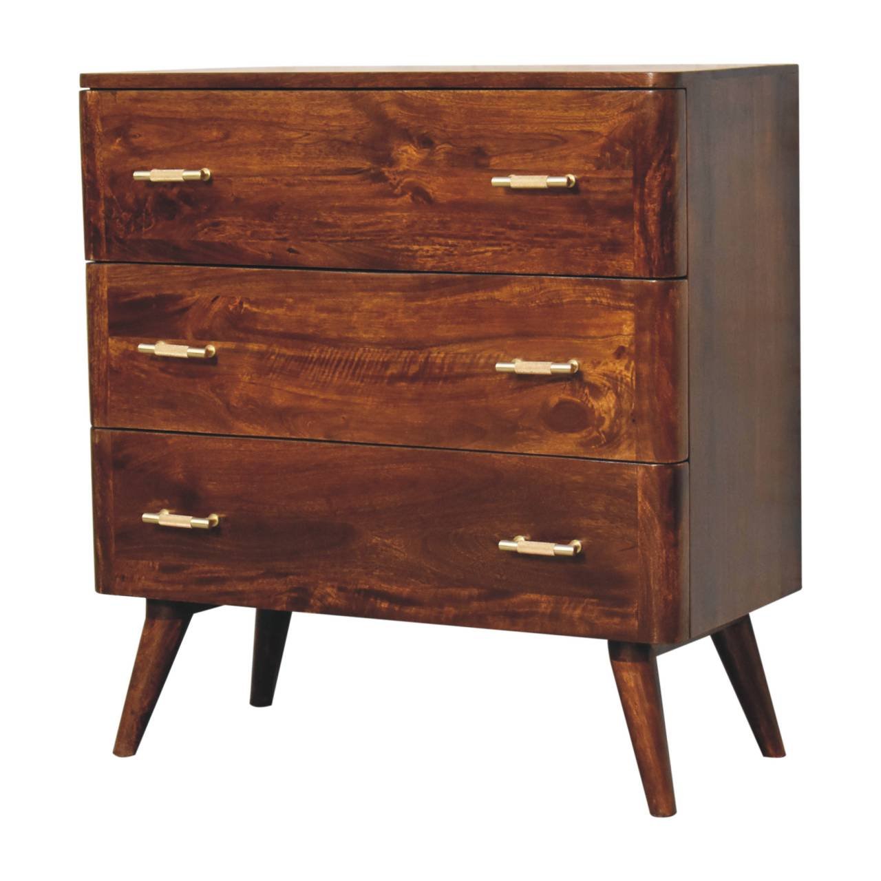 Komoda z litego drewna mango – kasztanowa, 75 cm — model IN3720 - Image 2