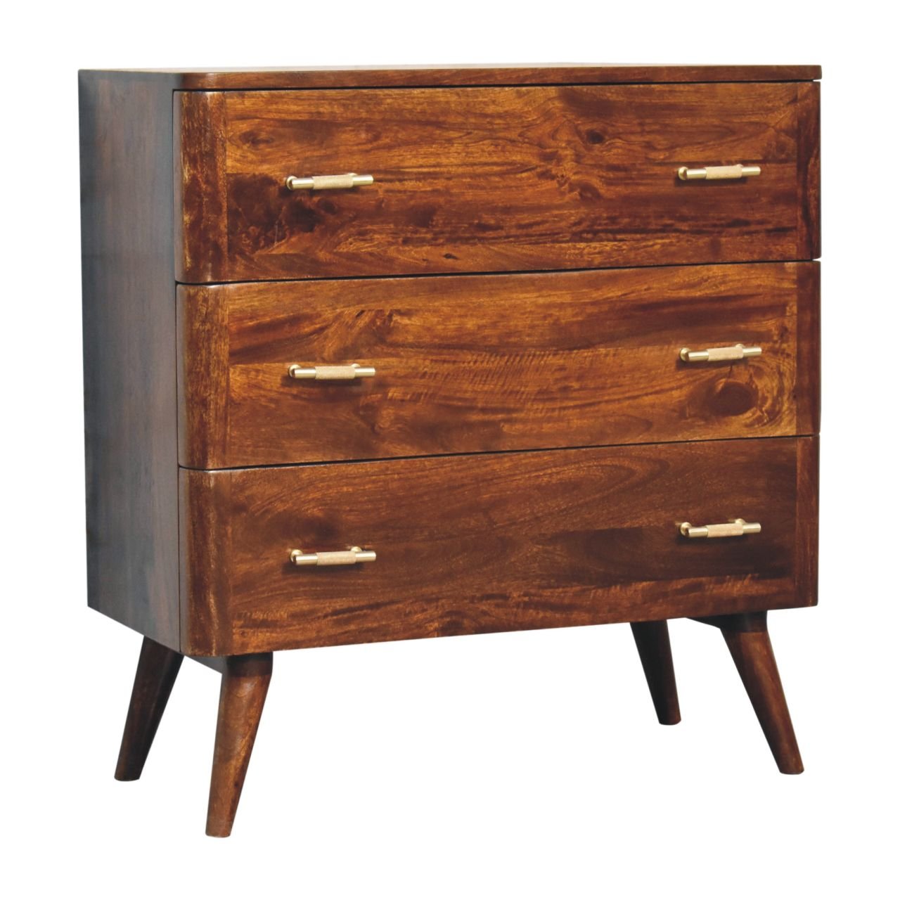Komoda z litego drewna mango – kasztanowa, 75 cm — model IN3720 - Image 3