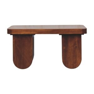Stolik kawowy z litego drewna mango – kasztanowy, 80 cm — model IN3725