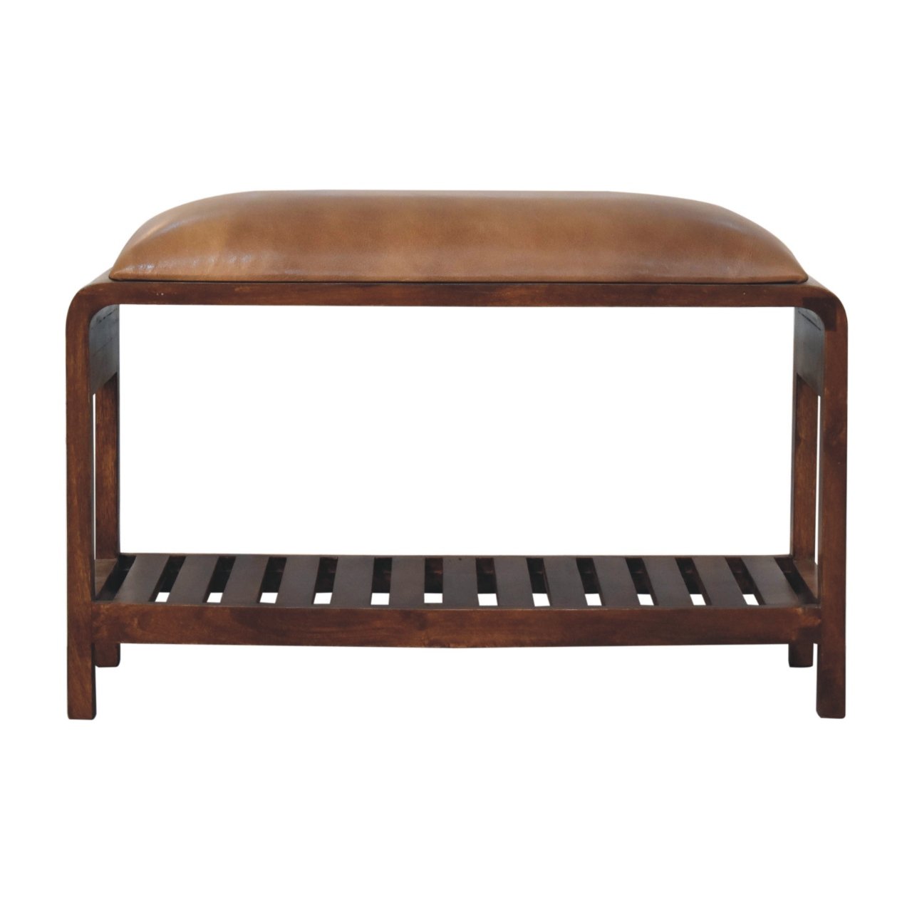 Ławka z litego drewna mango – kasztanowa, 80 cm — model IN3726