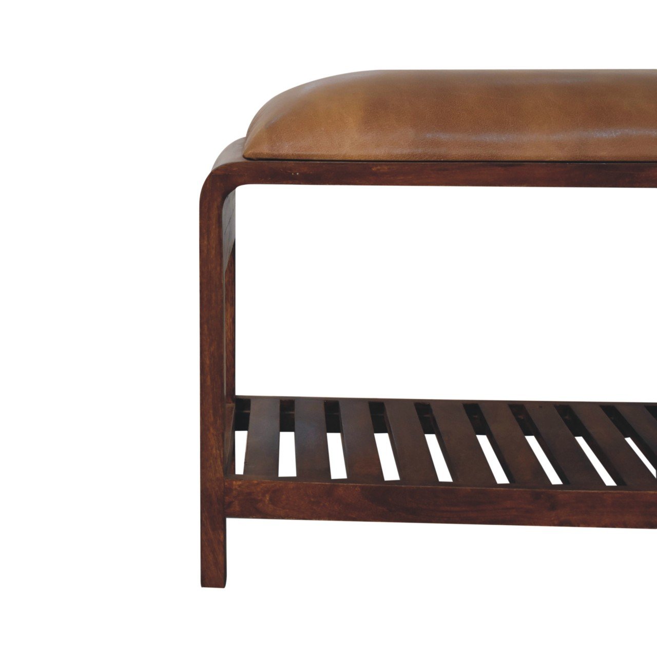 Ławka z litego drewna mango – kasztanowa, 80 cm — model IN3726 - Image 5