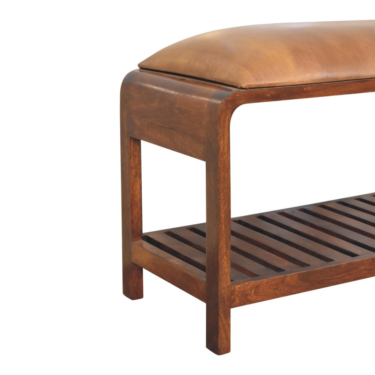 Ławka z litego drewna mango – kasztanowa, 80 cm — model IN3726 - Image 6