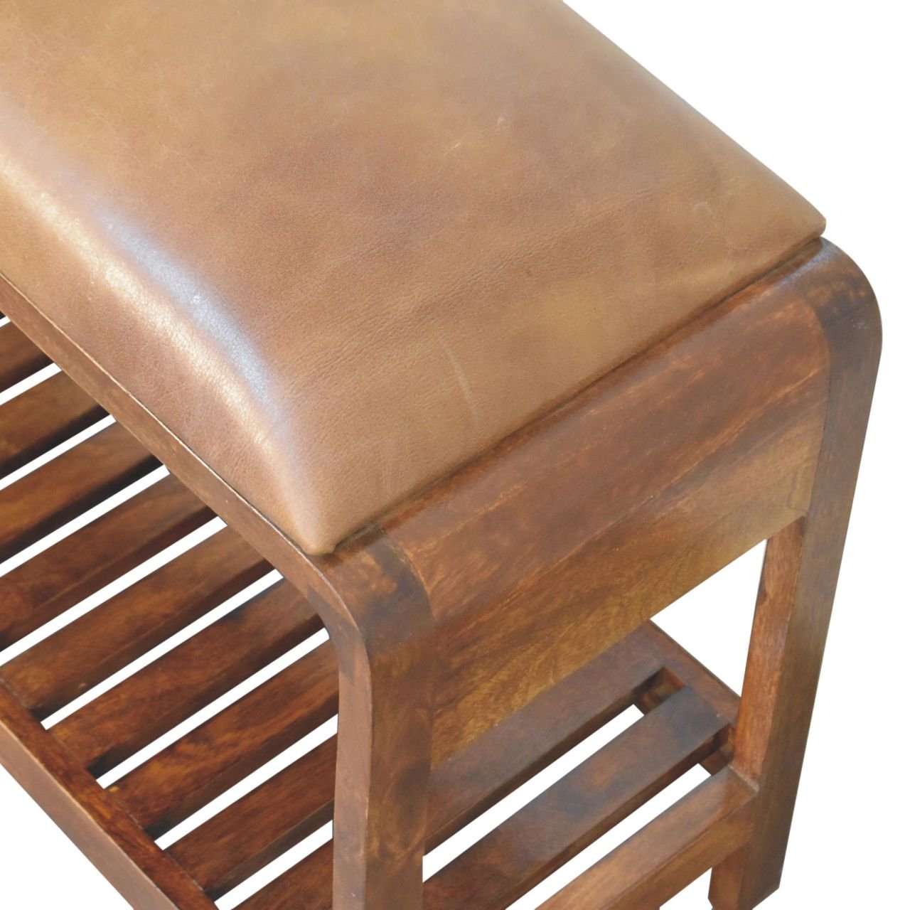 Ławka z litego drewna mango – kasztanowa, 80 cm — model IN3726 - Image 7