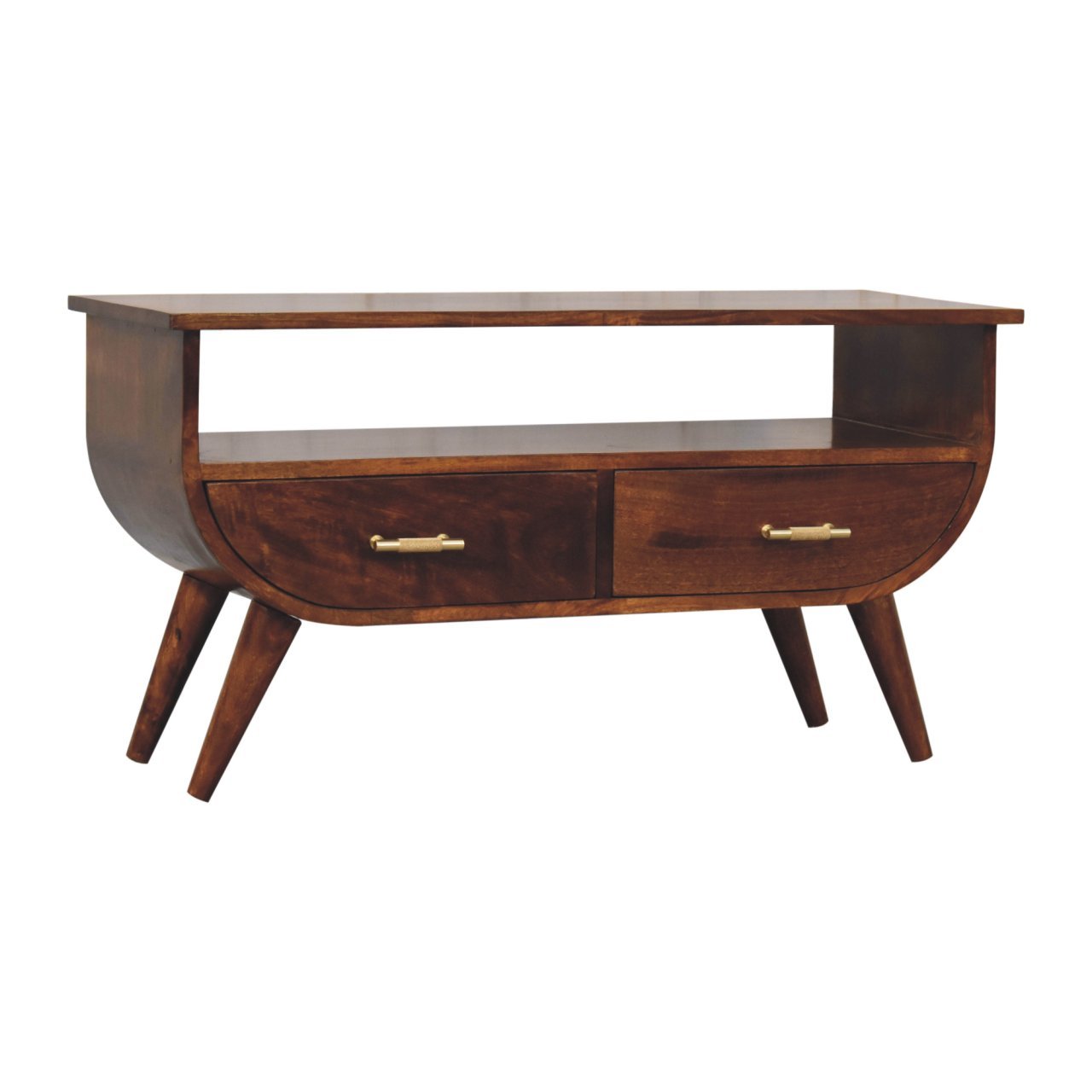 Szafka RTV z litego drewna mango – kasztanowa, 90 cm — model IN3728 - Image 2