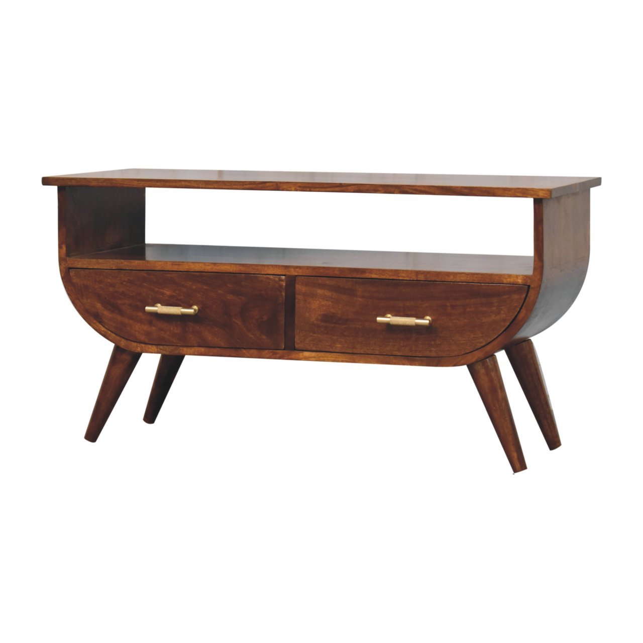 Szafka RTV z litego drewna mango – kasztanowa, 90 cm — model IN3728 - Image 3