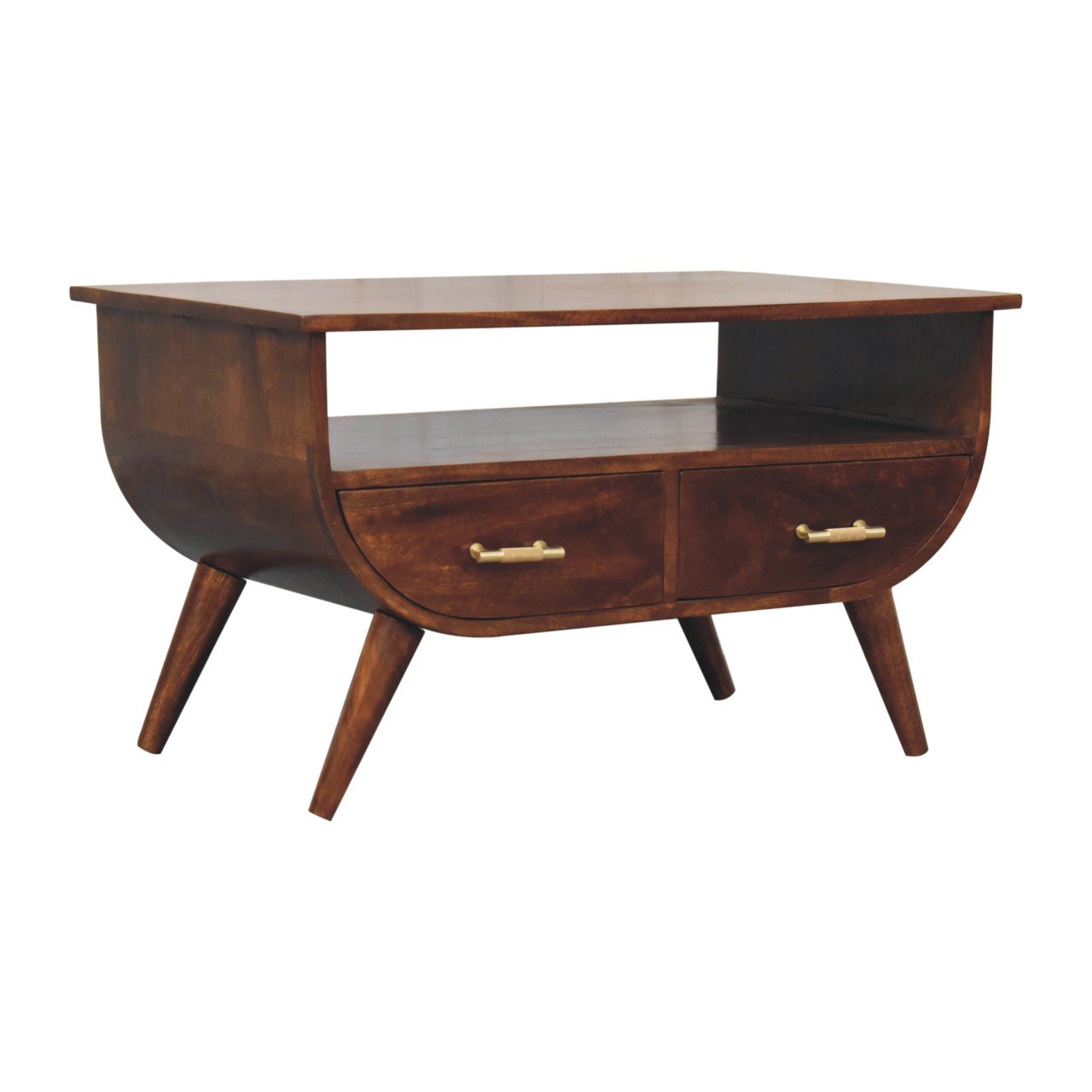 Stolik kawowy z litego drewna mango – kasztanowy, 80 cm — model IN3729 - Image 2