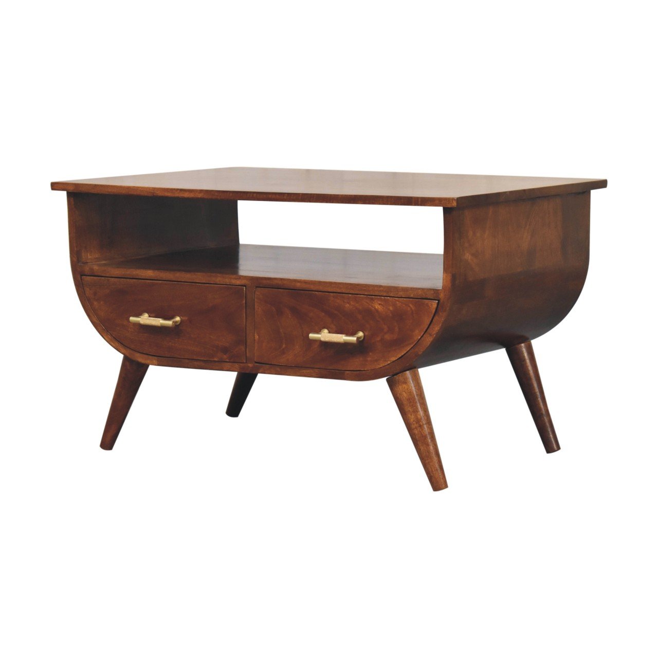 Stolik kawowy z litego drewna mango – kasztanowy, 80 cm — model IN3729 - Image 3