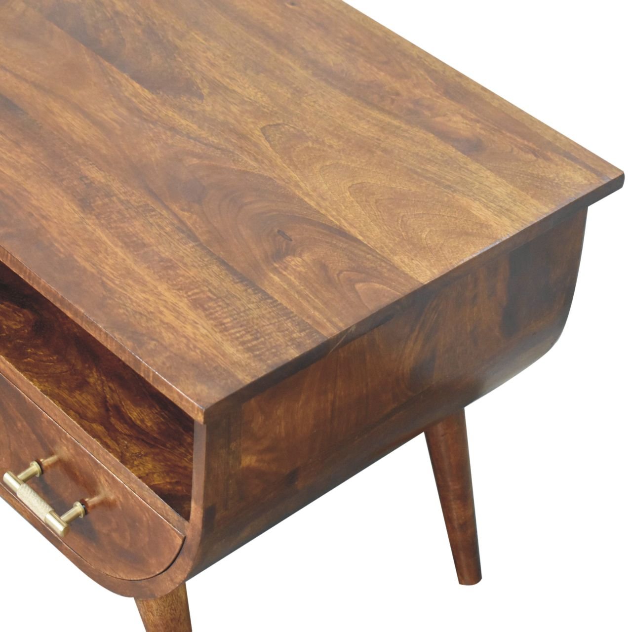 Stolik kawowy z litego drewna mango – kasztanowy, 80 cm — model IN3729 - Image 4
