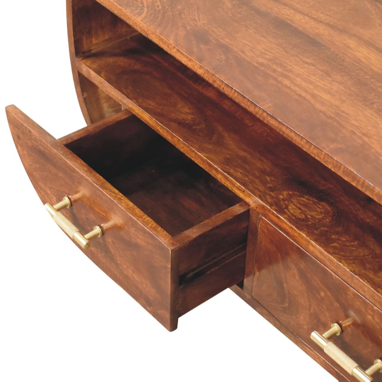 Stolik kawowy z litego drewna mango – kasztanowy, 80 cm — model IN3729 - Image 5