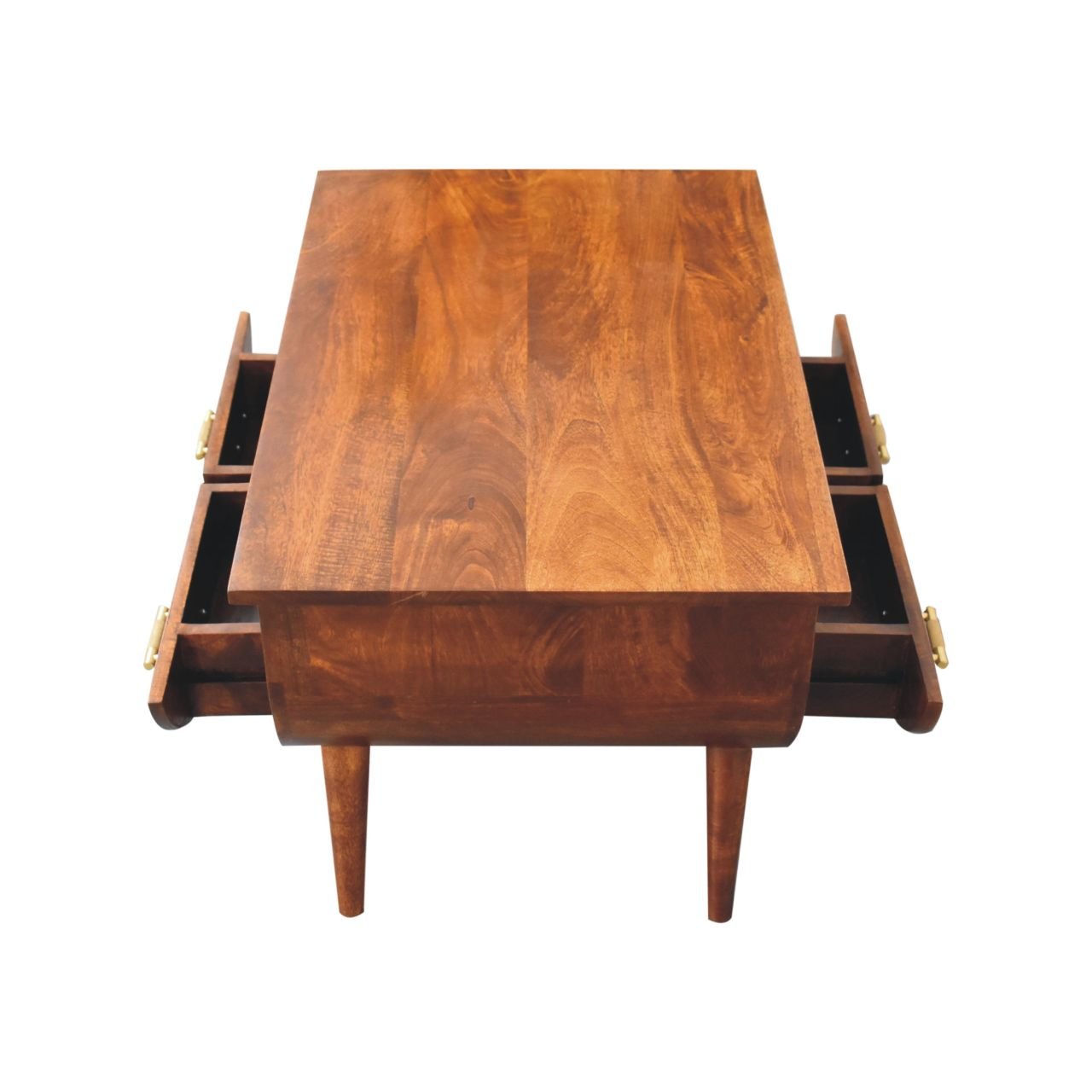 Stolik kawowy z litego drewna mango – kasztanowy, 80 cm — model IN3729 - Image 6