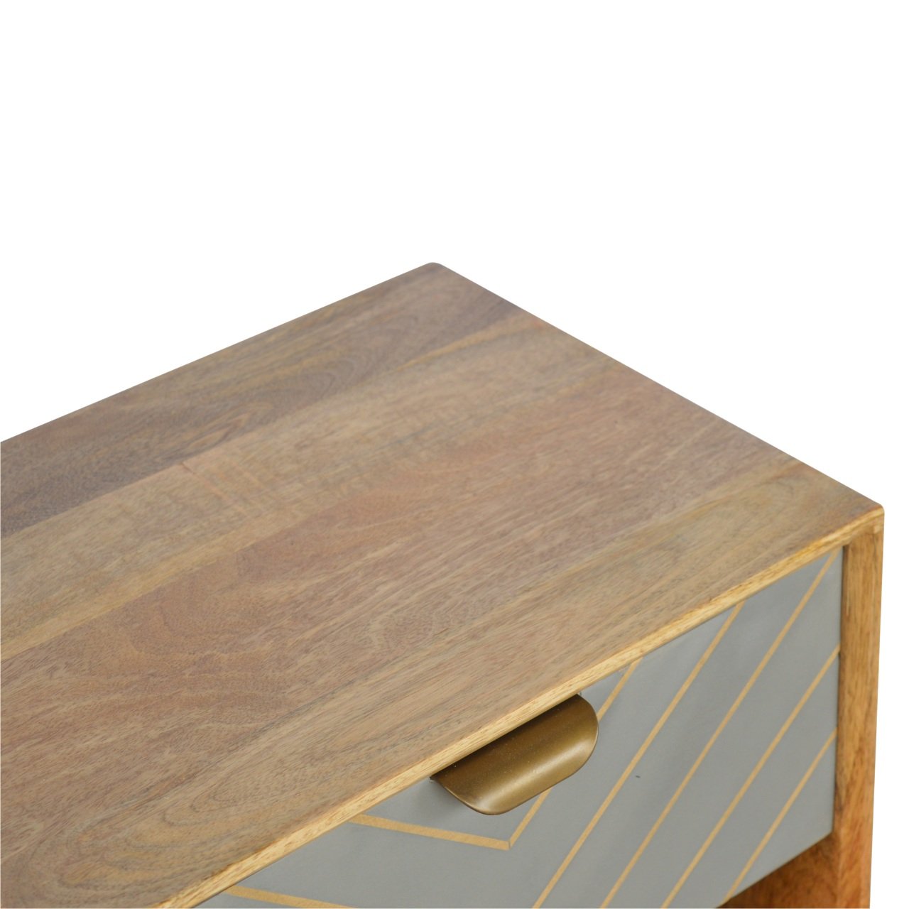 Szafka nocna z litego drewna mango – dębowa, 45 cm — model IN374 - Image 4