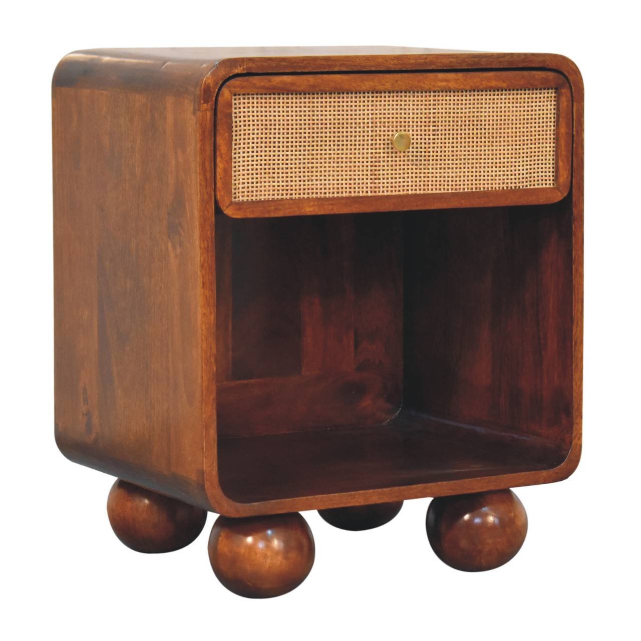 Szafka nocna z litego drewna mango – kasztanowa, 45 cm — model IN3742 - Image 2